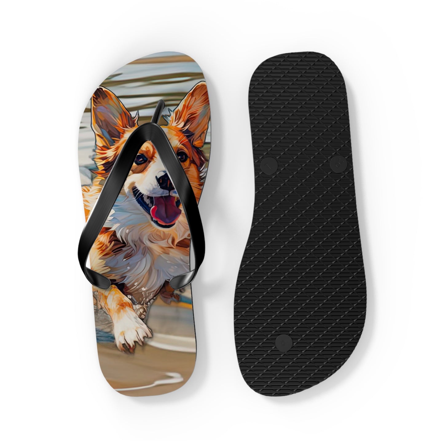 Coastal Corgi Flip-Flops