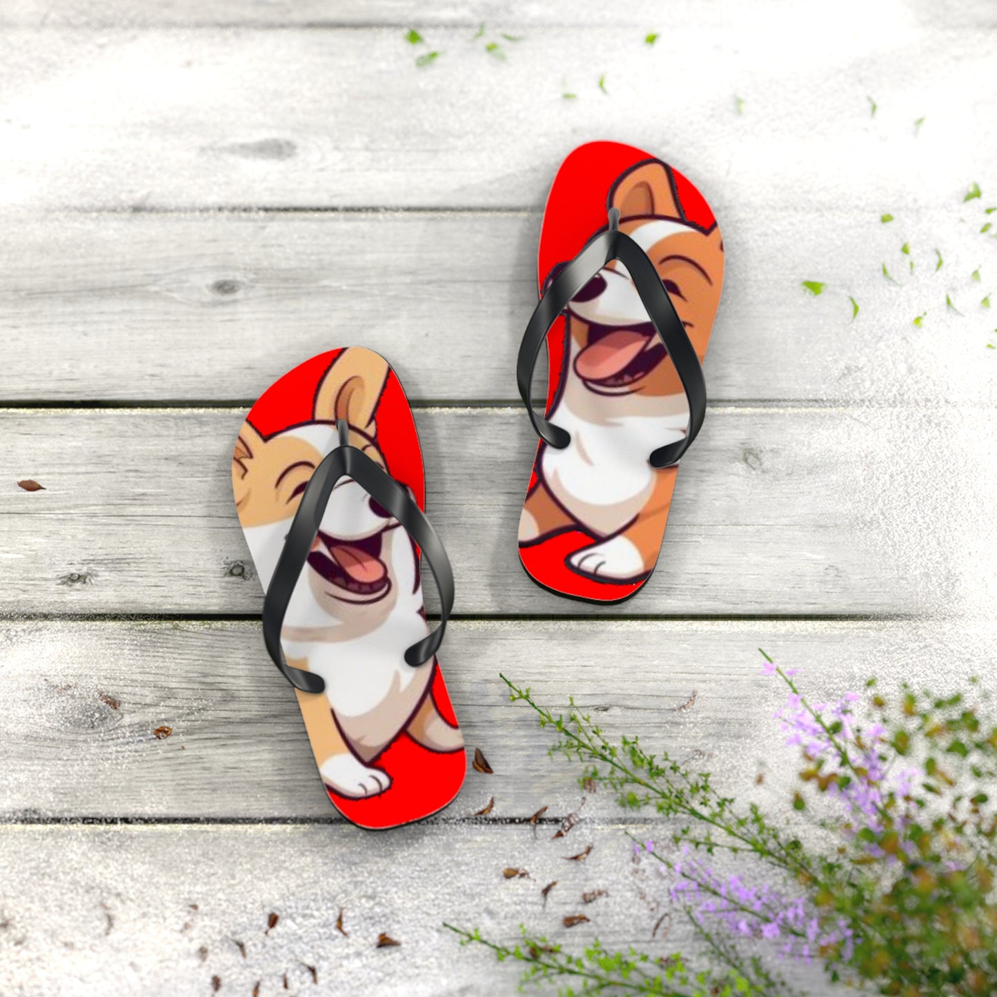 Best Mates Smiling Corgis Unisex Flip Flops — Cool Corgi Themed Sandals for the Beach, Pool, or Anywhere