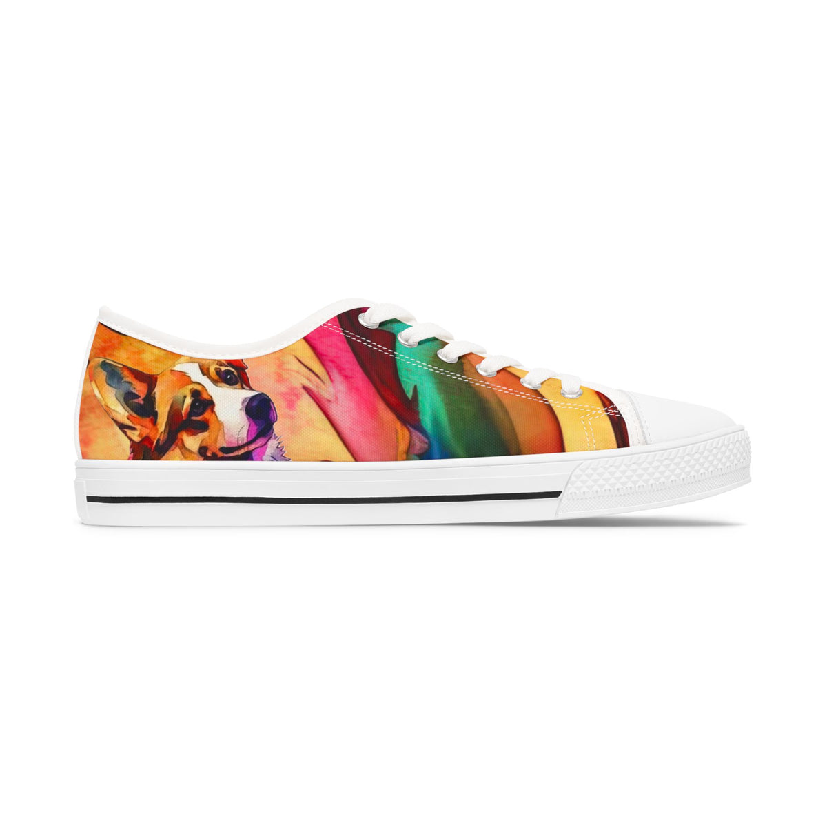 Motley Corgi Women's Low Top Casual Watercolor Canvas Sneakers