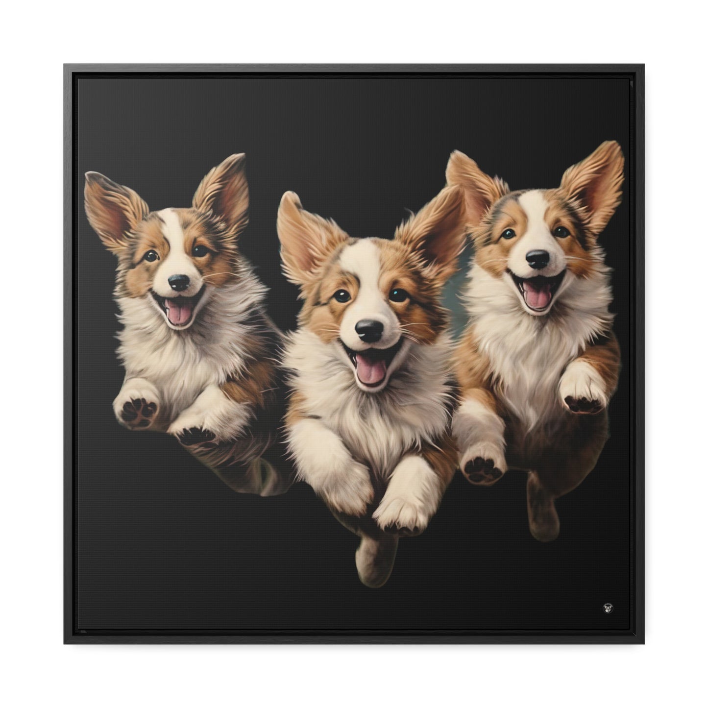 Corgi Enthusiasm - Framed on Canvas