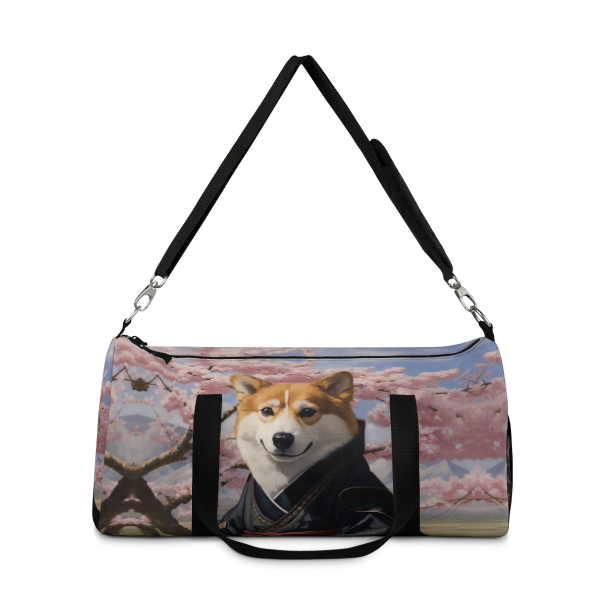 Samurai Corgi Cherry Blossom Duffel Bag - Japanese Theme Travel Gym Bag