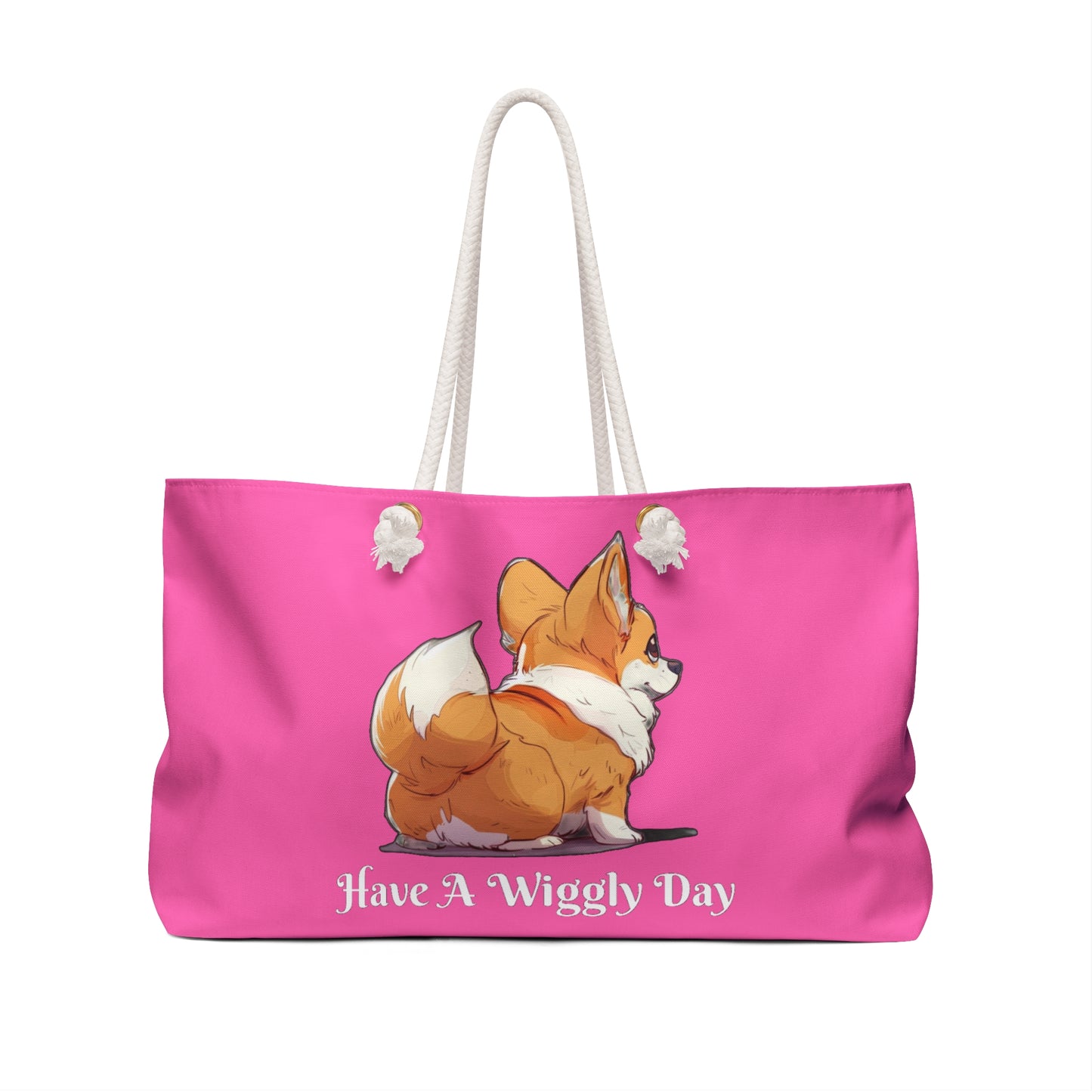 Have a Wiggly Day Weekender Beach Bag – Pink Corgi Travel Tote