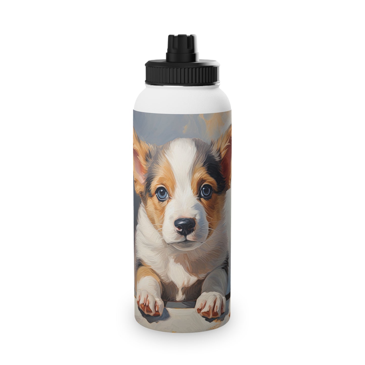 Puppy Portrait - Water Bottle with Sport Lid