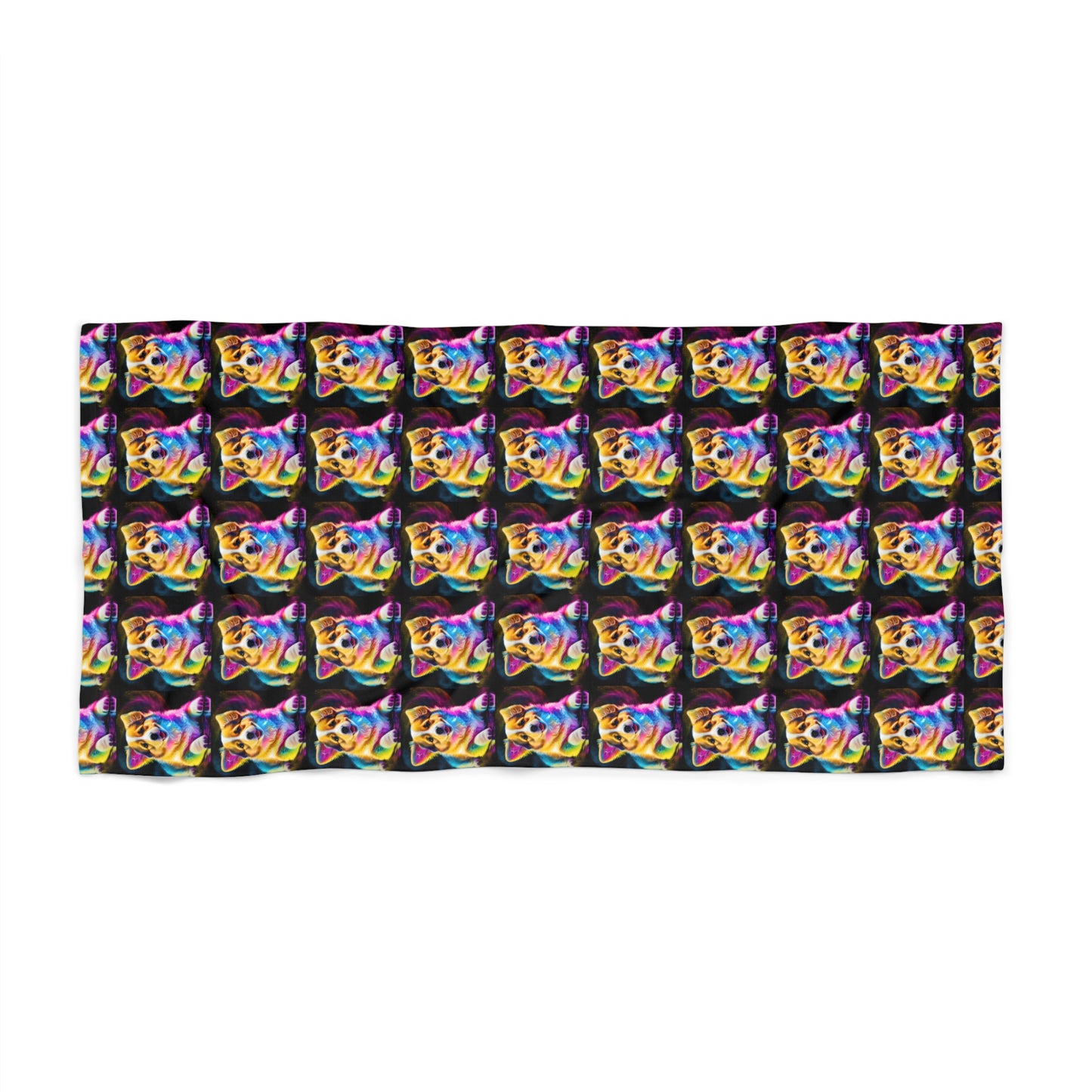 Colorful Corgi Mosaic - Beach Towel