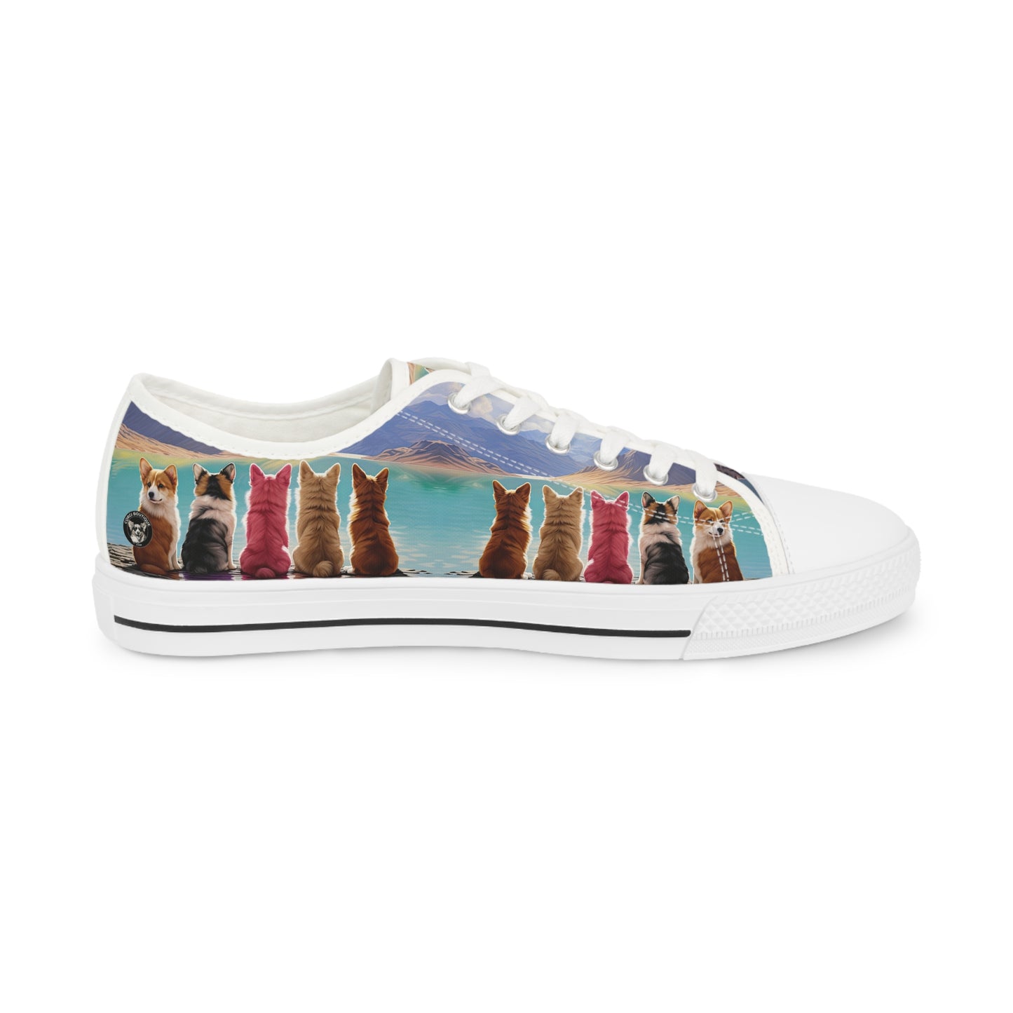 Corgi Lake Tranquil Portrait Men's Low Top Casual Canvas Sneakers