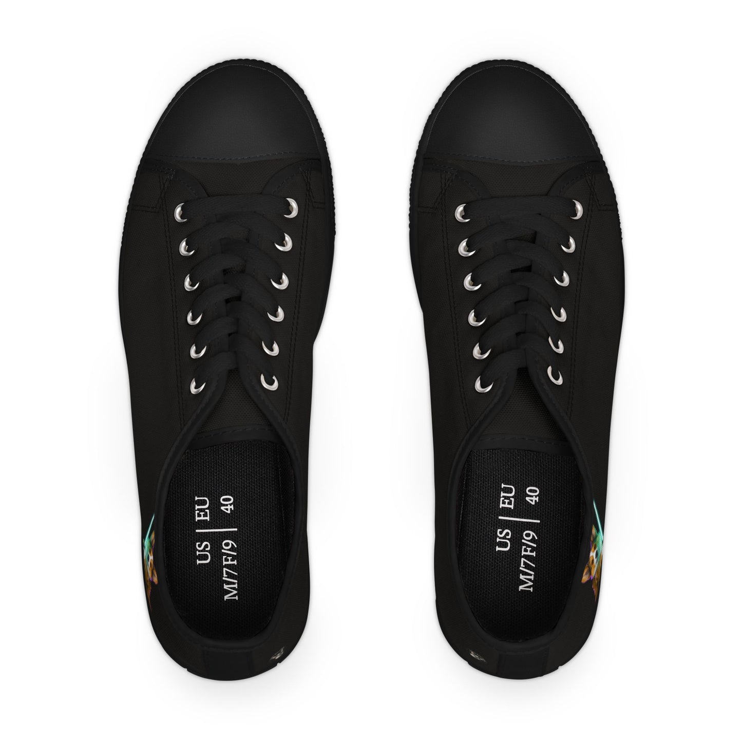 Little Light Knight Corgi Warrior in Training Women's Low Top Black Canvas Sneakers