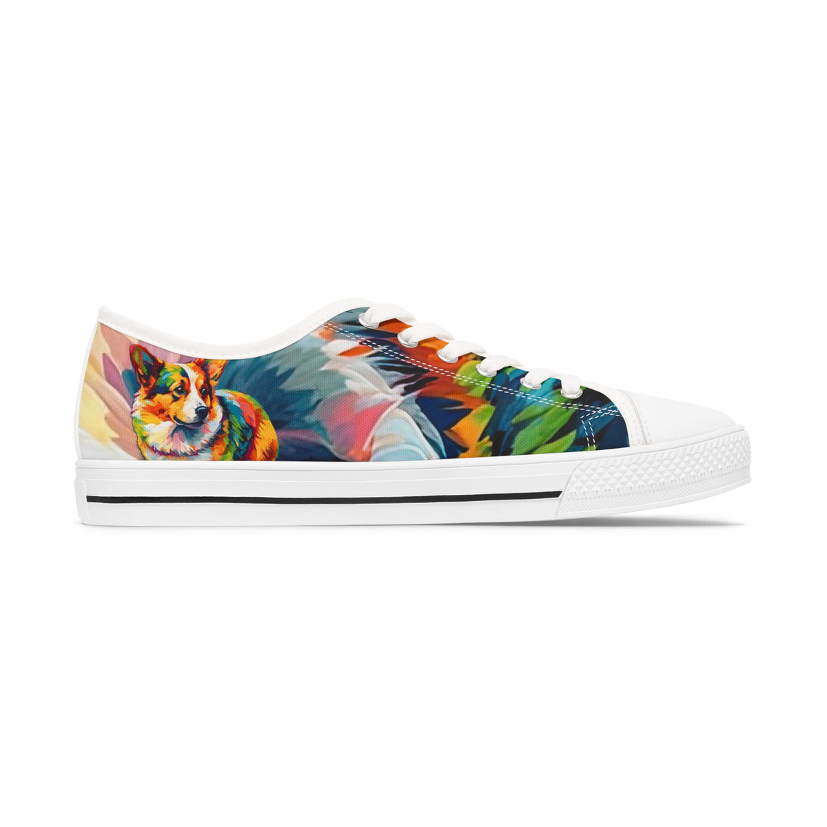 Scouter Corgi Watercolor Women's Low Top Casual Canvas Sneakers