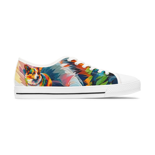 Scouter Corgi Watercolor Women's Low Top Casual Canvas Sneakers