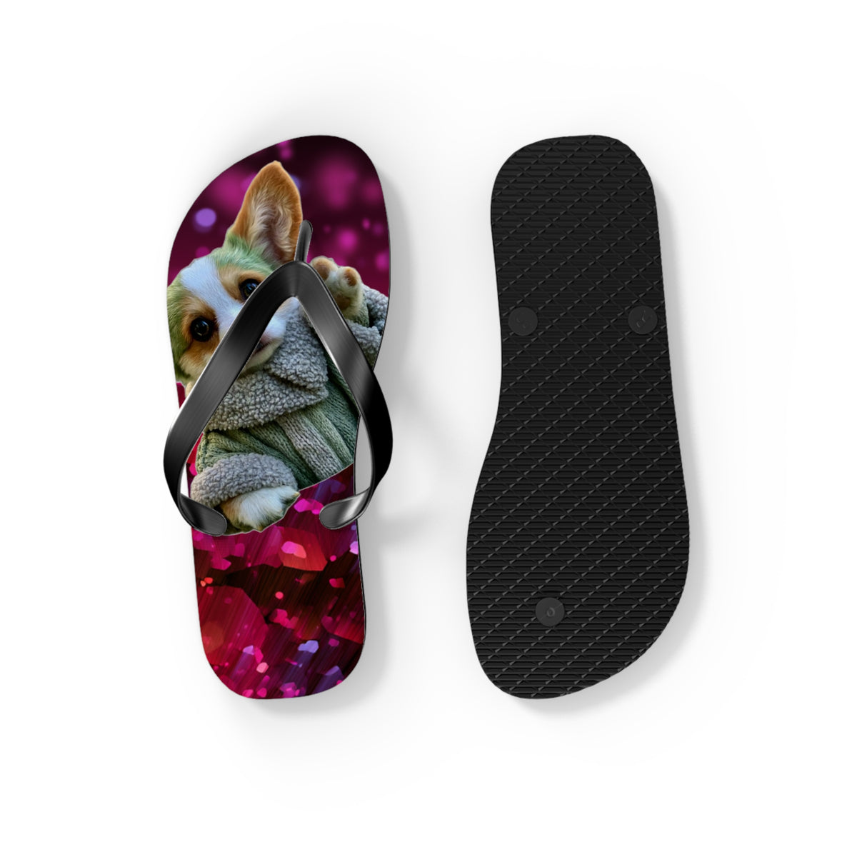 Baby Corgi Star Warrior Unisex Flip Flops — Galaxy Glitter Sandals