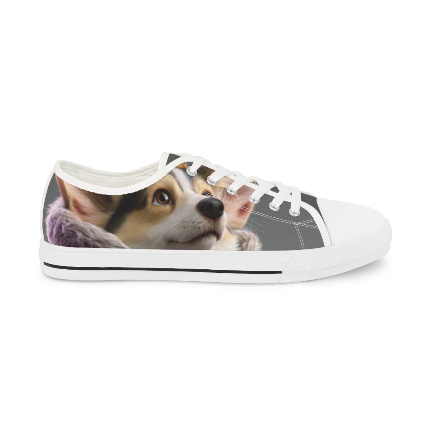 King Pup Cute Corgi Face Men's Low Top Casual Canvas Sneakers