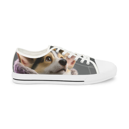King Pup Cute Corgi Face Men's Low Top Casual Canvas Sneakers