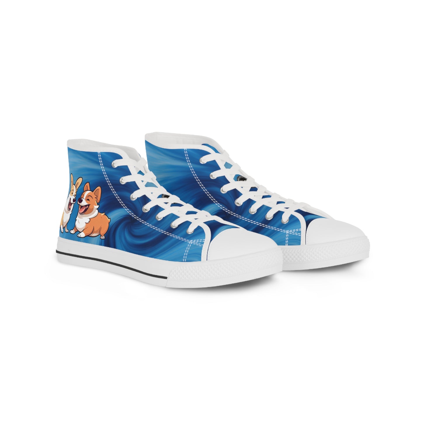 Best Mates Men's Cute Animated Corgis Casual Canvas Carolina Blue Low Top Sneakers