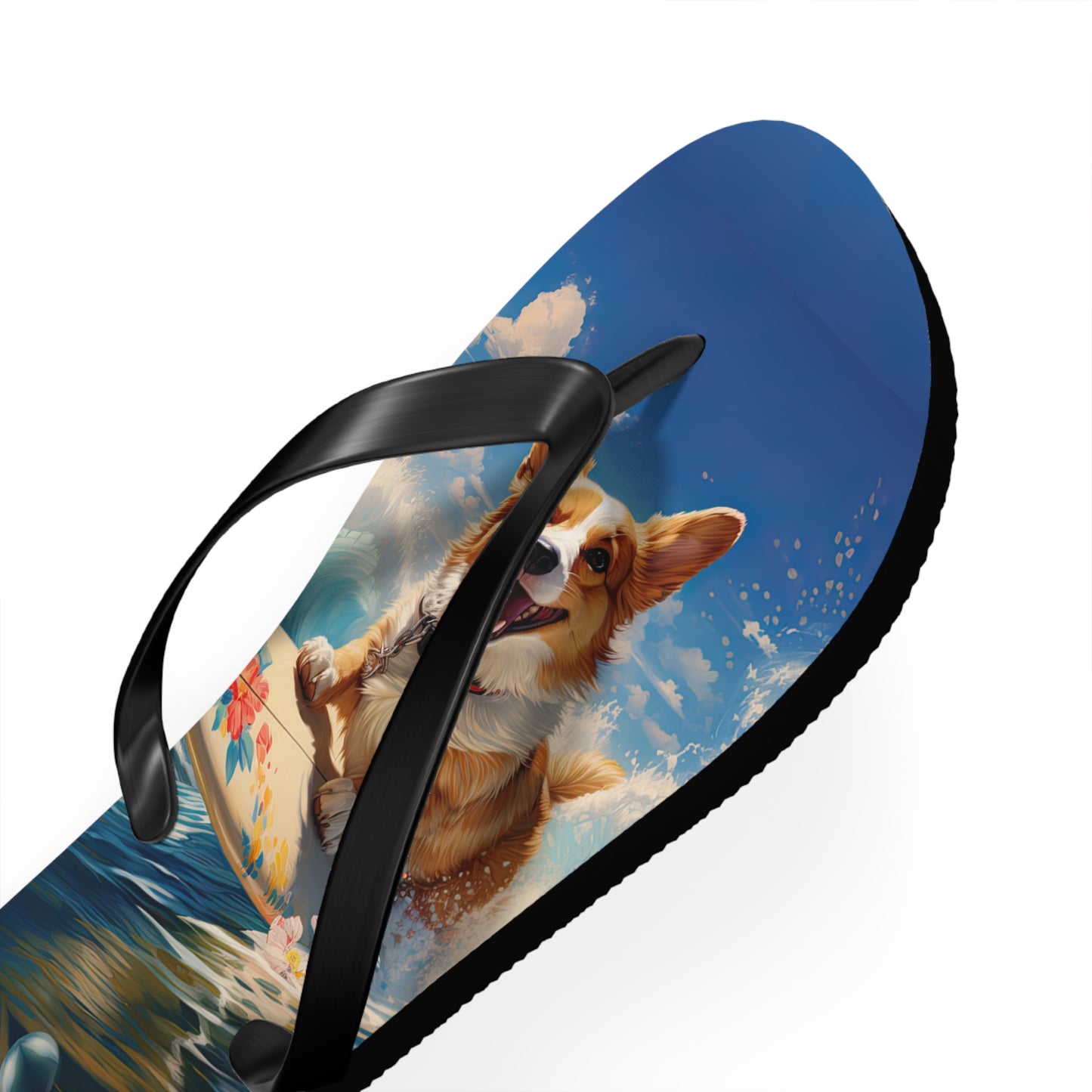 Cowabunga Corgi Flip-Flops