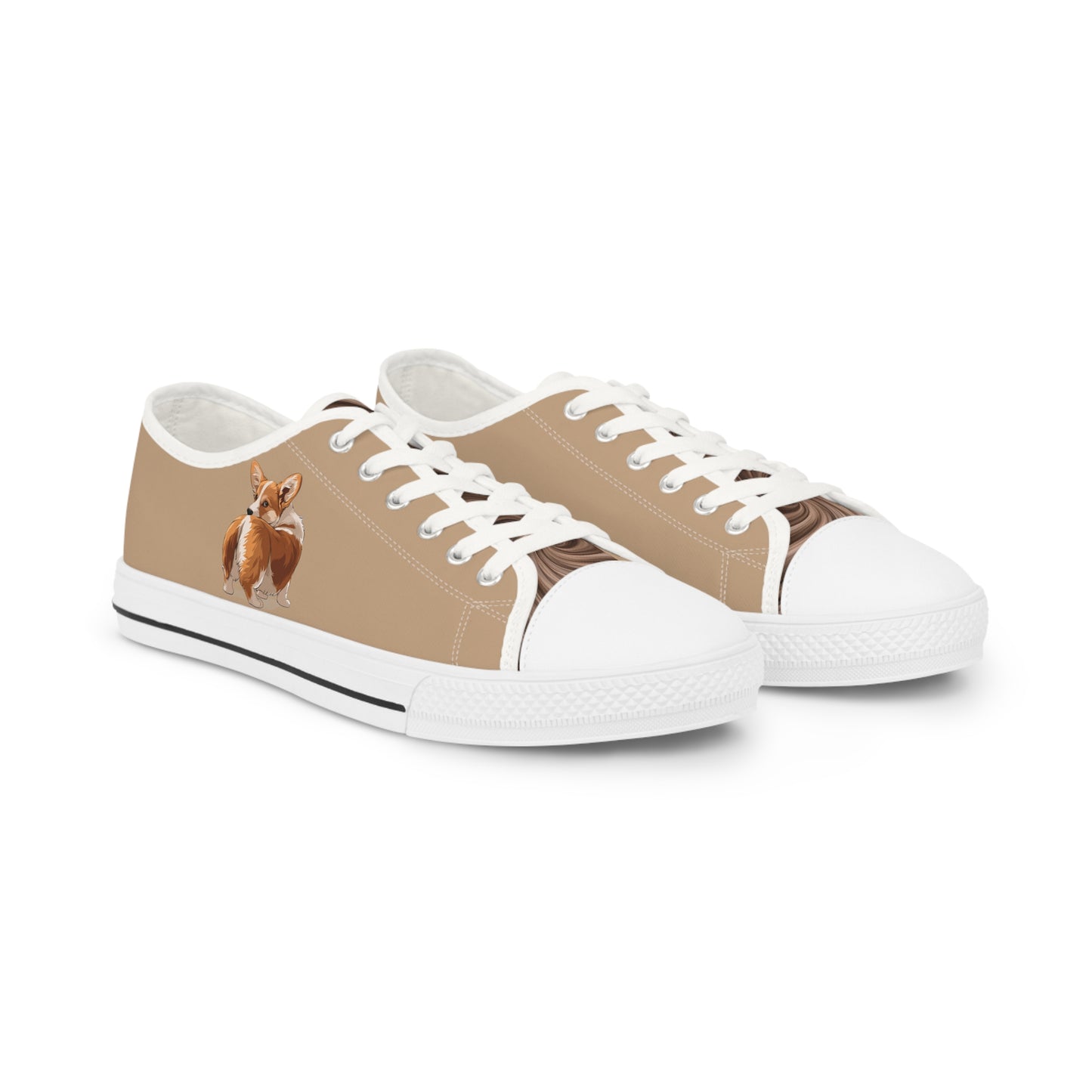 Butt What? Talk To The Butt Contemptuous Corgi Men's Low Top Casual Tan Canvas Sneakers