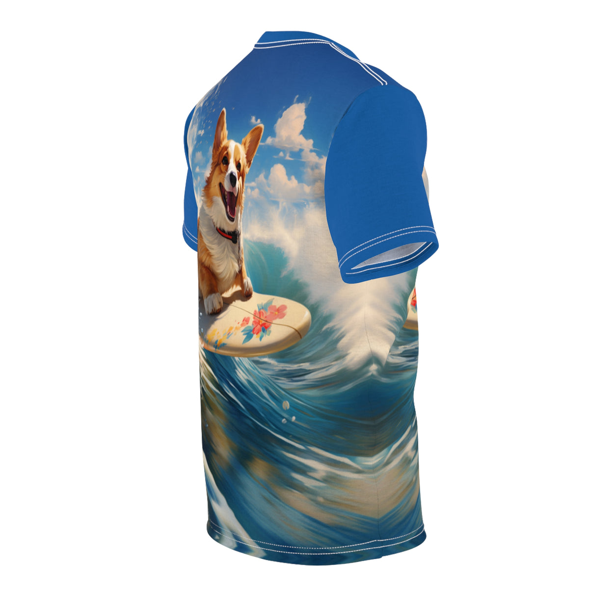 Cowabunga Corgi Unisex Bold Designer Tee - Surf Pup on Pacific Crest (Part of the Corgi Beach Day Collection)