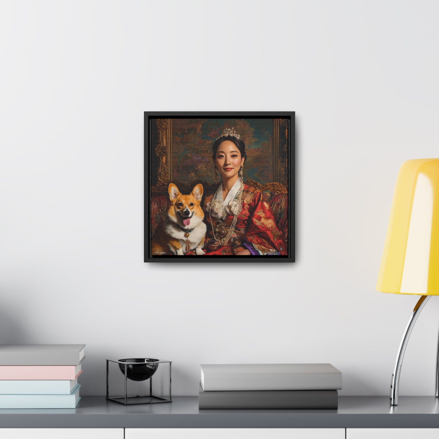 Korean Corgi Queen - Framed on Canvas