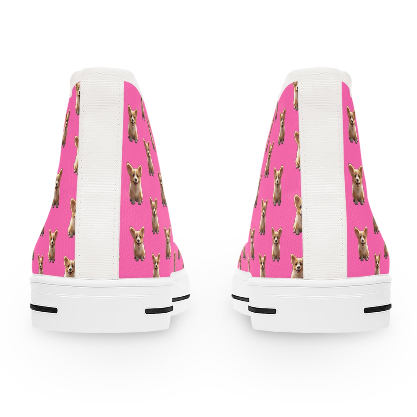 Sweetness Hot Pink Women's High Top Casual Canvas Sneakers - Corgi Mosaic Pattern