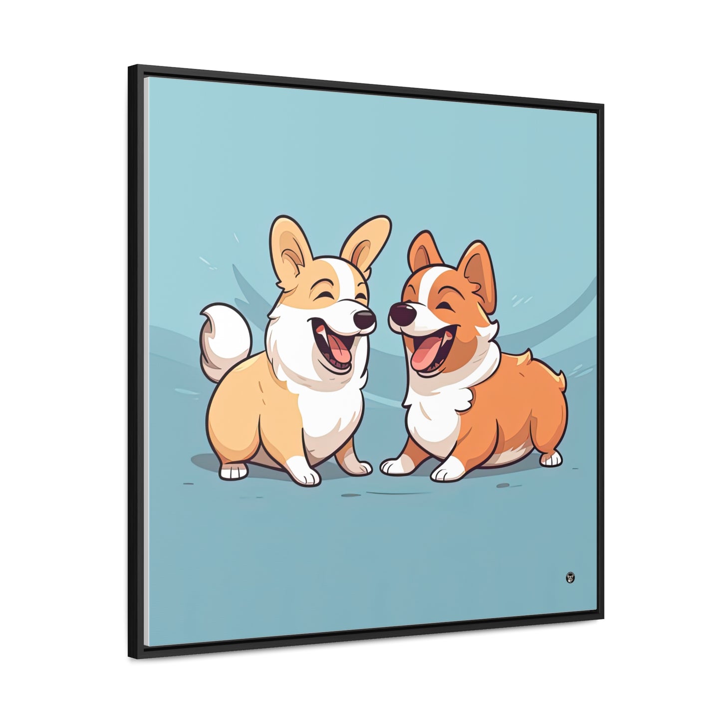 Corgi Couple - Framed on Canvas