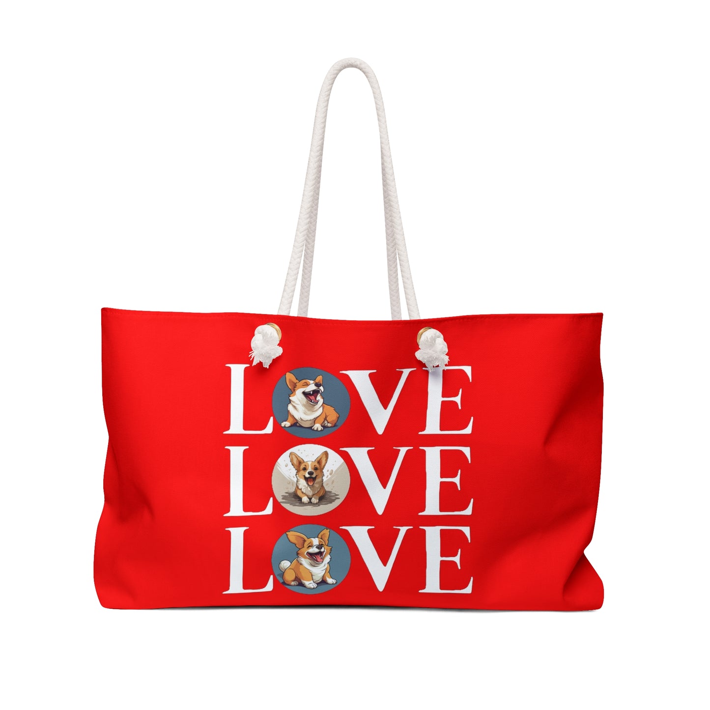 Corgi Love Weekender Beach Bag – Red Corgi Travel Tote
