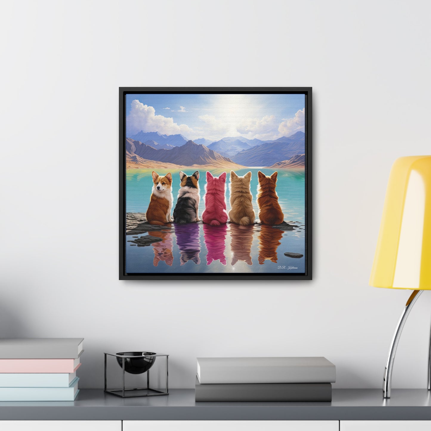 Corgi Lake - Framed on Canvas