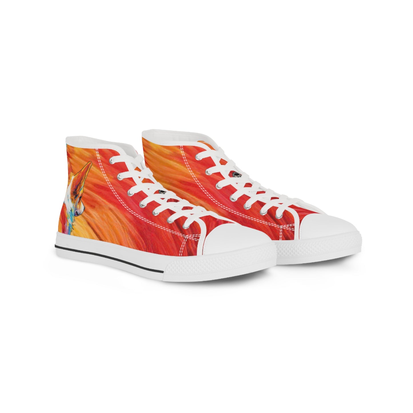 Peekaboo Corgi Vibrant Artistic Men's High Top Casual Canvas Sneakers