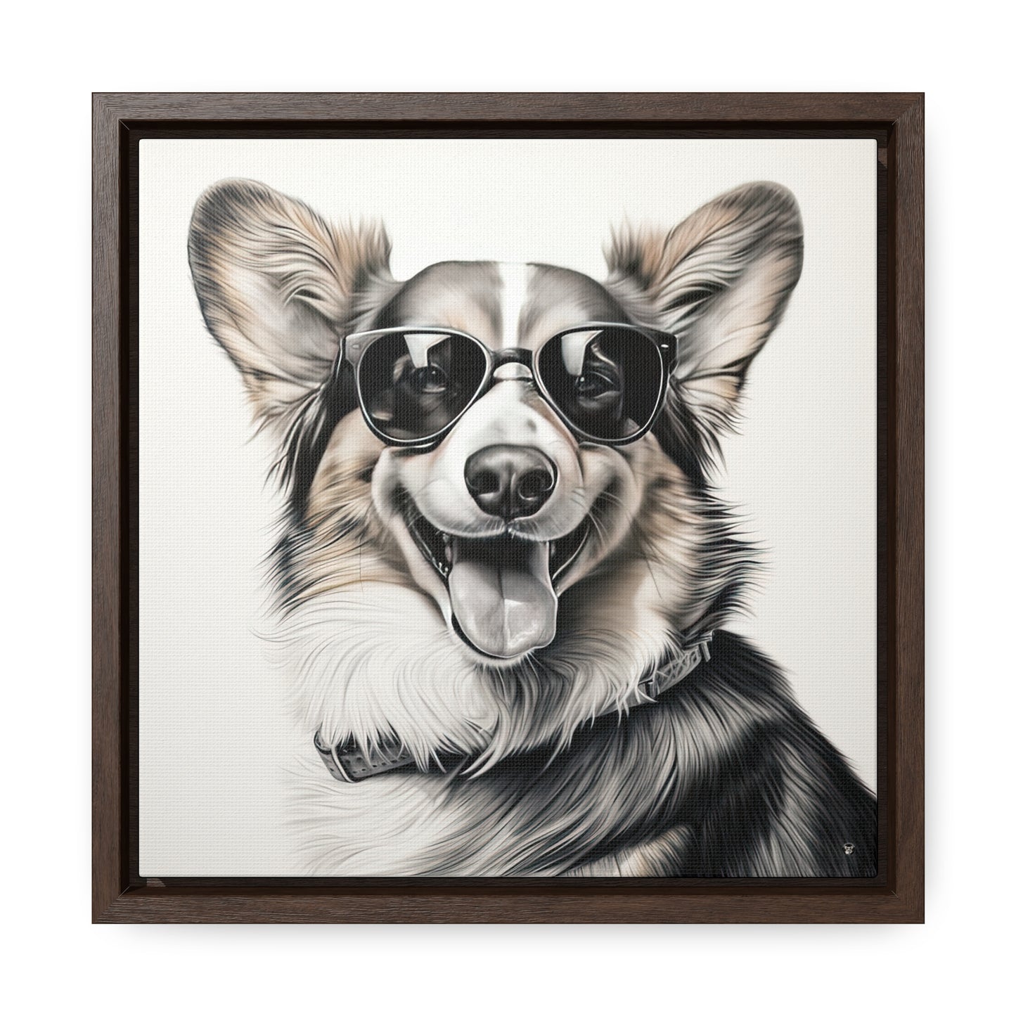 Corgi Cool - Framed on Canvas