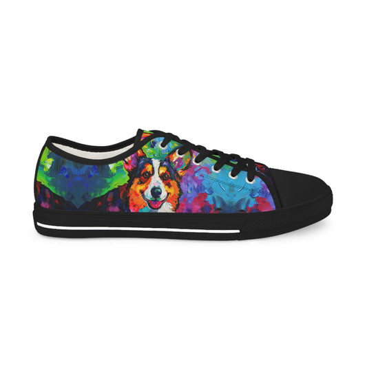 Color Me Corgi Vibrant Artistic Men's Low Top Casual Canvas Sneakers