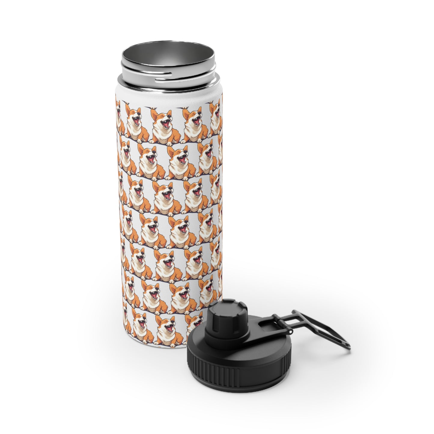 Comical Corgi Mosaic - Water Bottle with Sport Lid