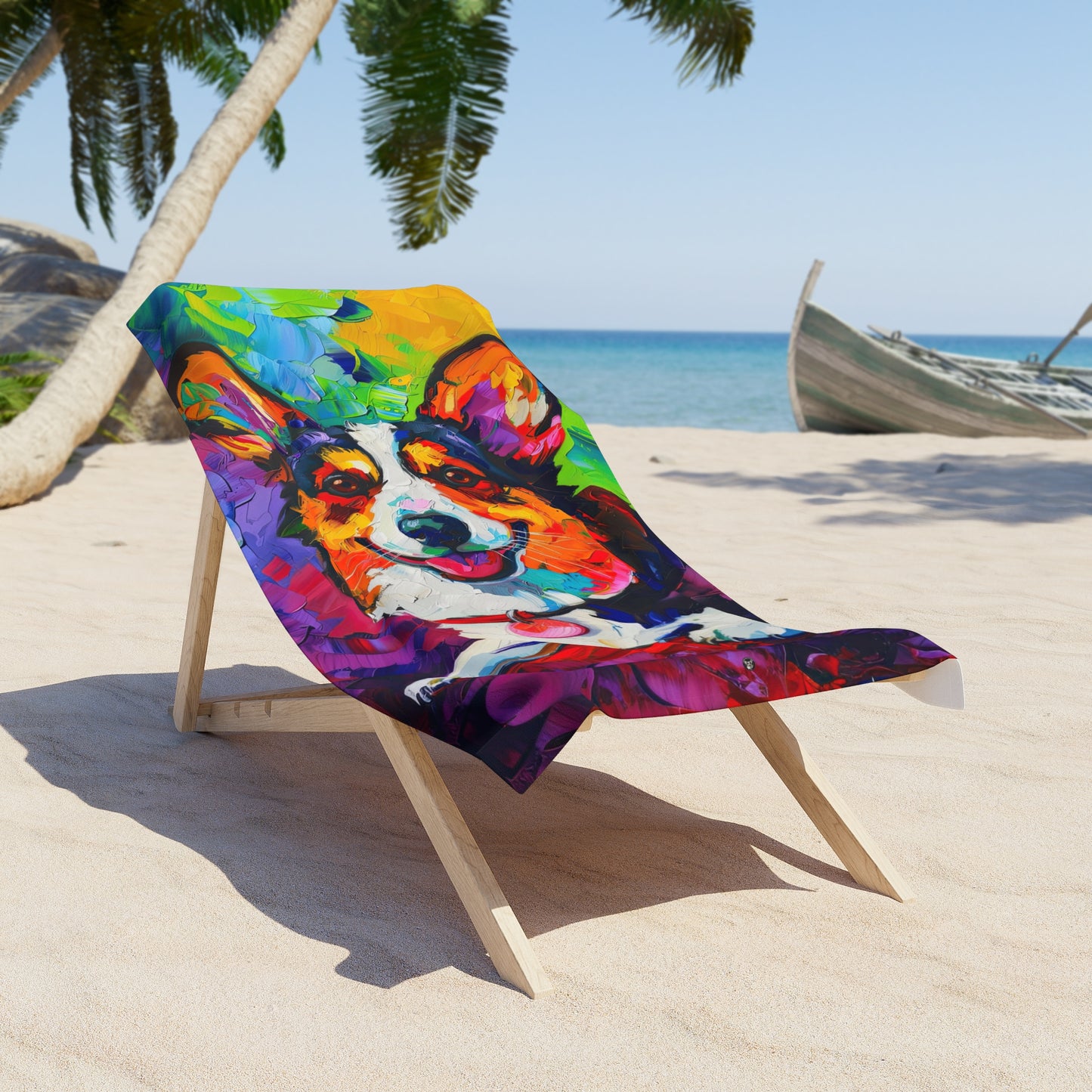 Color Me Corgi Beach Towel