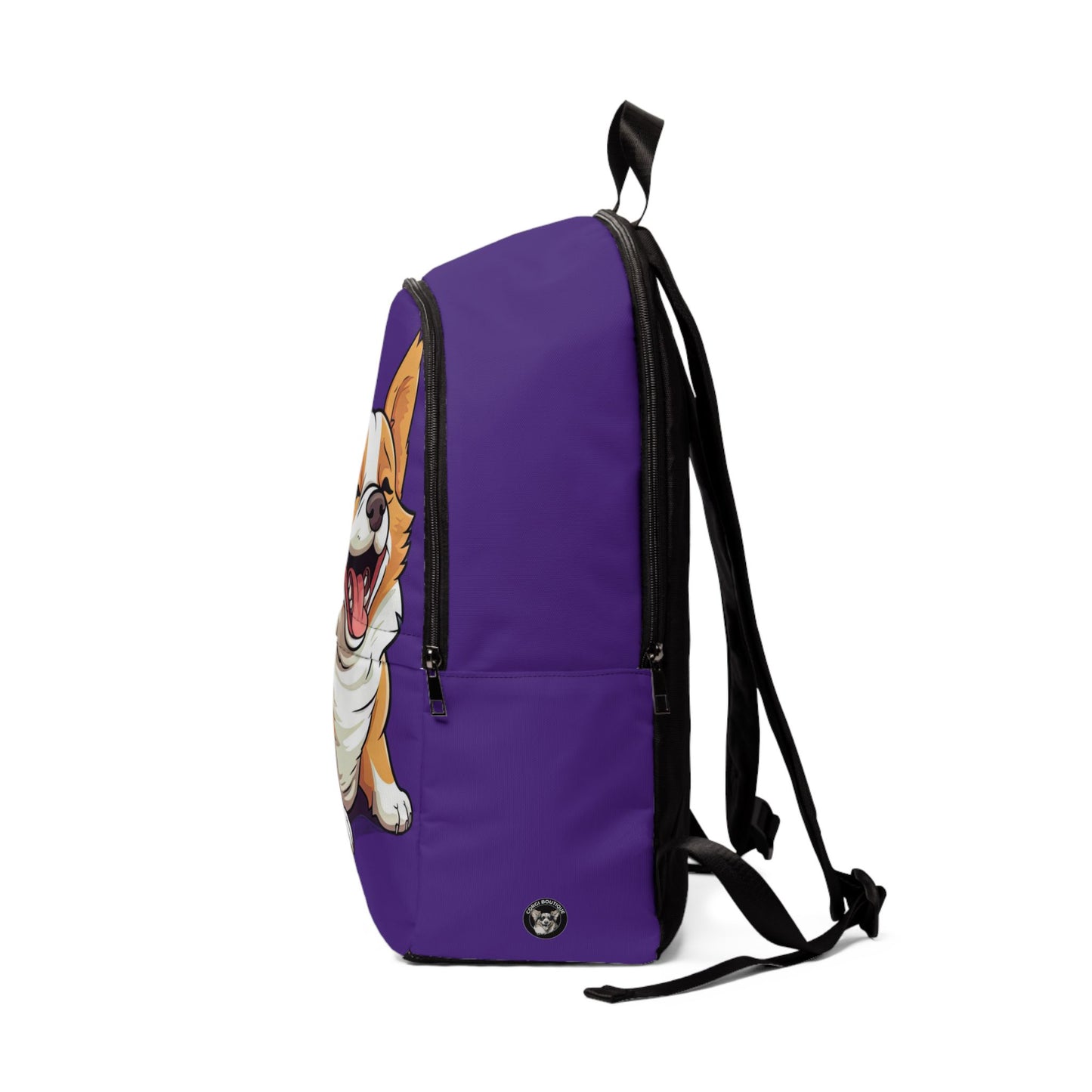 Jolly Jiggling Corgi Backpack — Funny Purple Corgi Rucksack