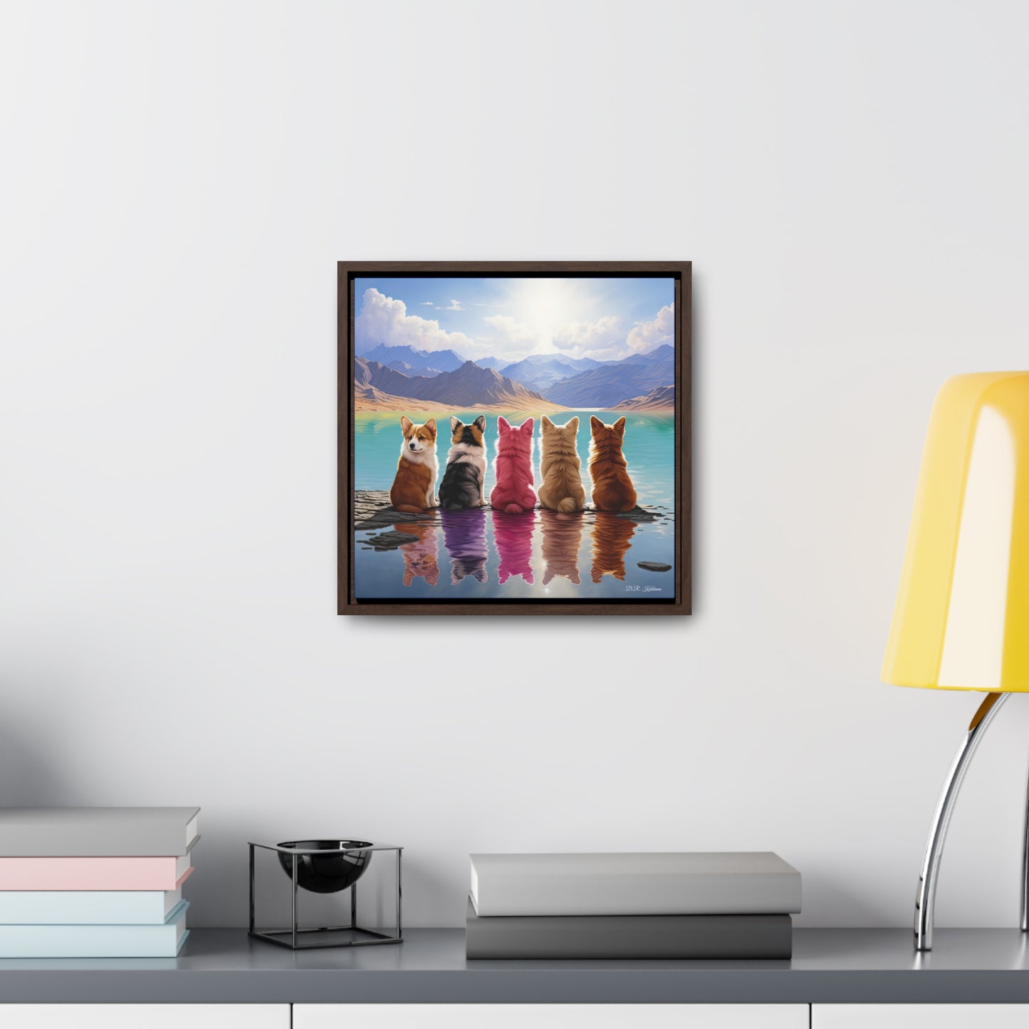 Corgi Lake - Framed on Canvas