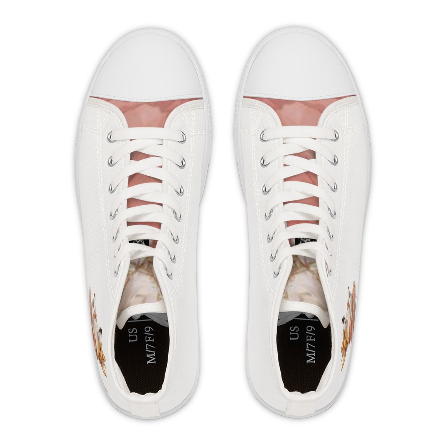 Princess Corgi Women's High Top Casual White & Rose Canvas Sneakers