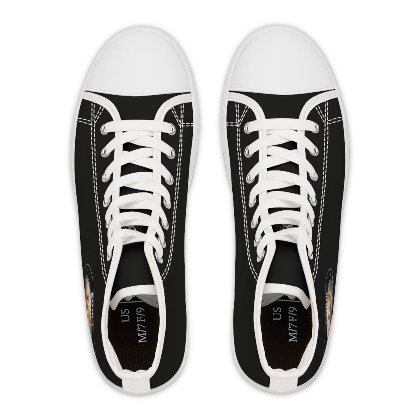 Corgi Aficionado Women's High Top Casual Black Canvas Sneakers with a Classic Corgi Portrait