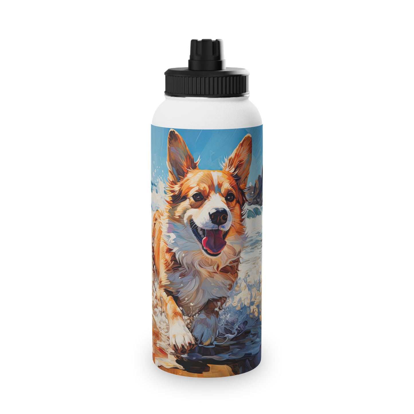 Coastal Corgi - Water Bottle with Sport Lid