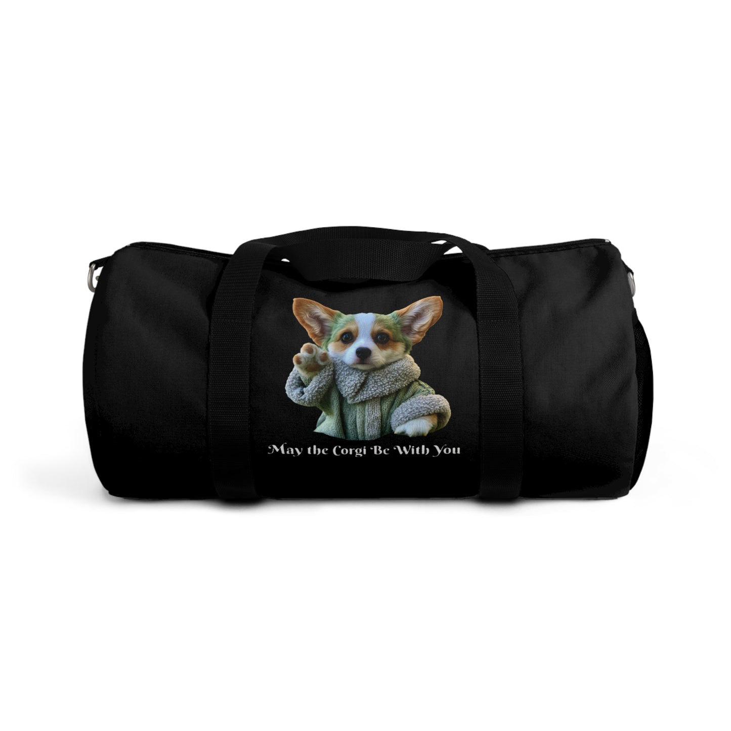 May the Corgi Be With You Duffel Bag - Baby Corgi Star Warrior Black Travel Gym Bag