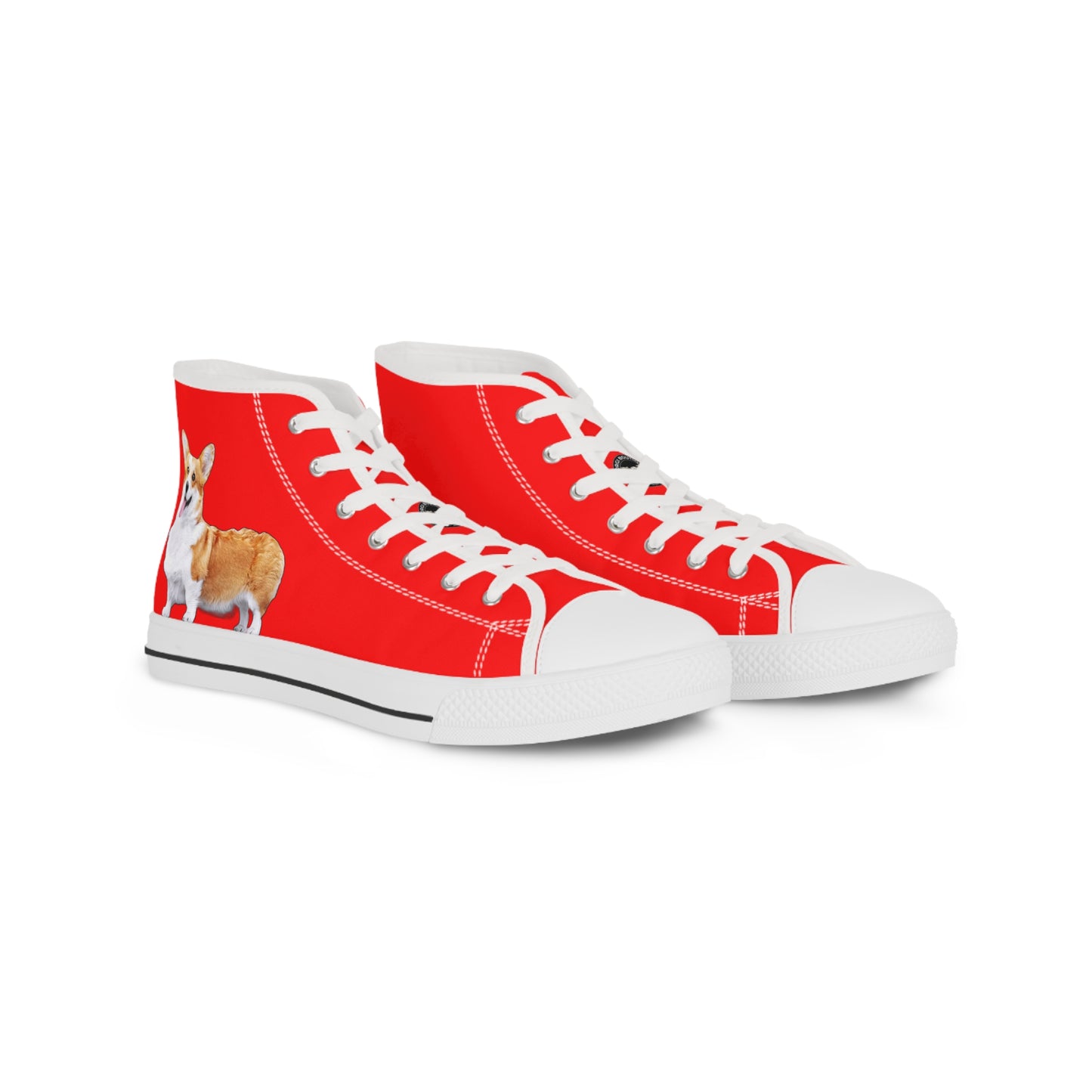 Best in Show Classic Corgi Portrait Men's High Top Sneakers on Red Canvas