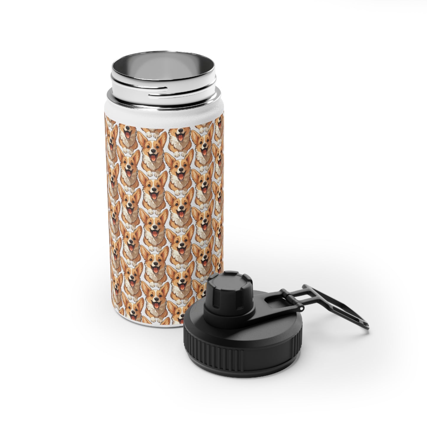 Corgi Cuteness Mosaic - Water Bottle with Sport Lid