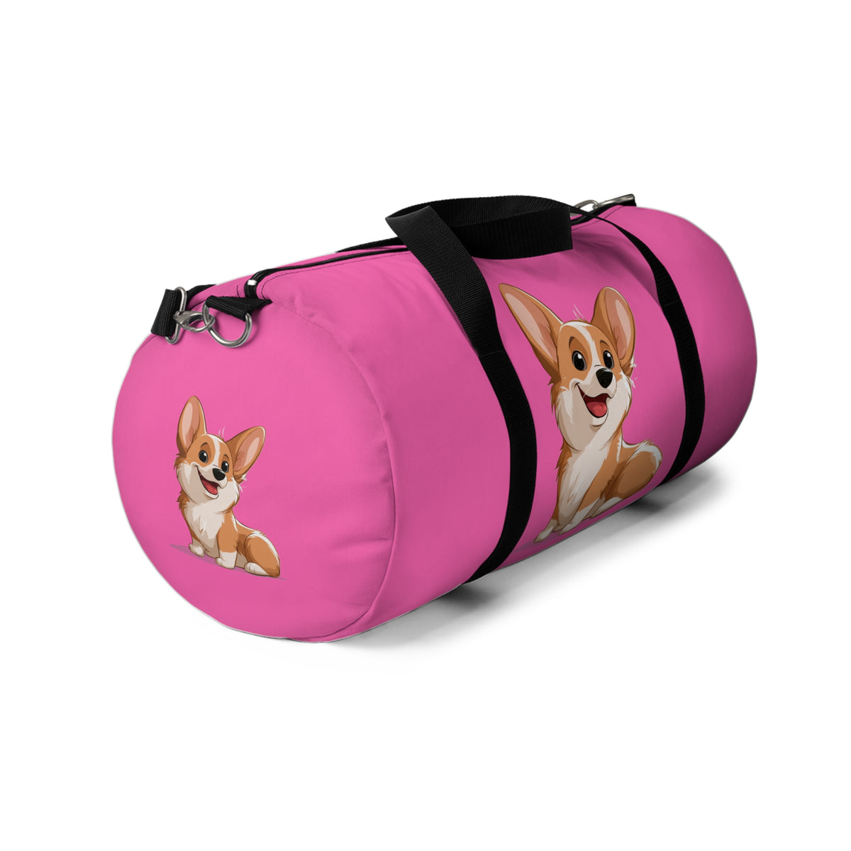 Cute Corgi Puppy Animation Duffel Bag - Fun Pink Corgi Travel Gym Bag