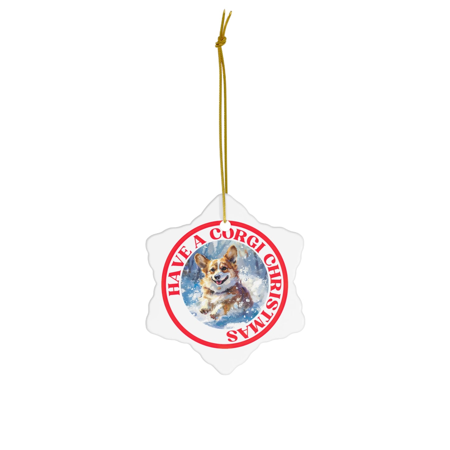 Corgi Christmas - Ceramic Ornament