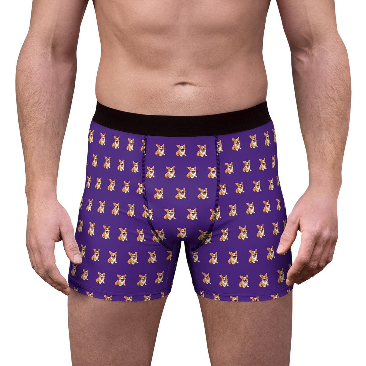 Jolly Jiggling Animated Corgi Men's Purple Boxer Briefs!