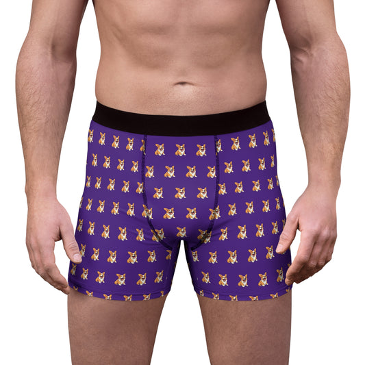 Jolly Jiggling Animated Corgi Men's Purple Boxer Briefs!