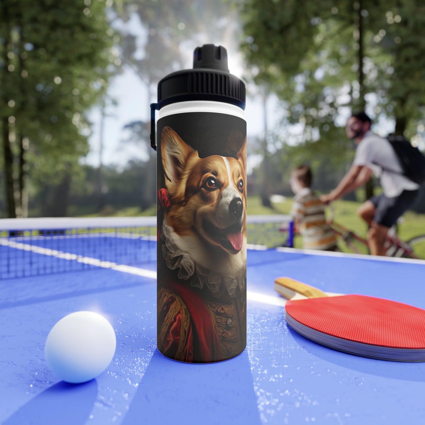Renaissance Corgi - Water Bottle with Sport Lid