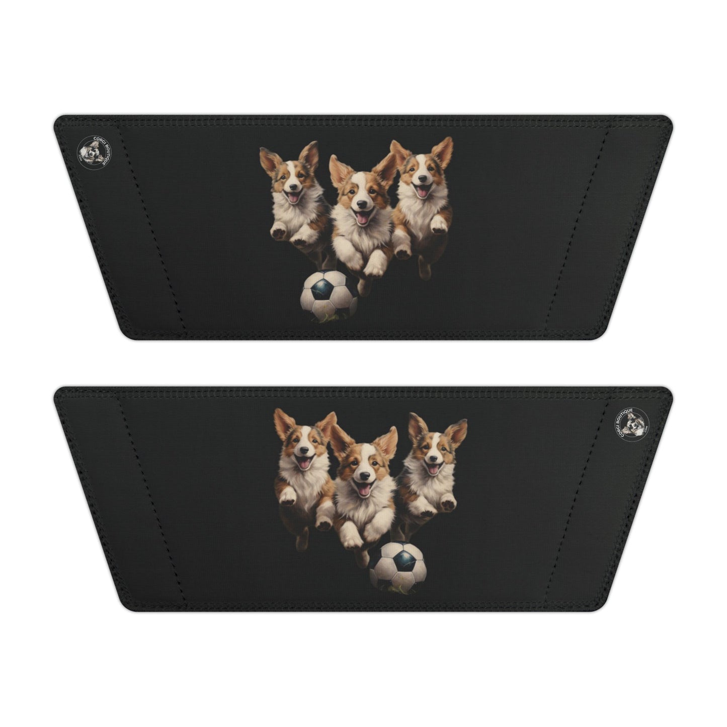 Corgi Puppies Pouncing on the Pitch Men's Black Slide Sandals - Casual Pool & Beach Slides