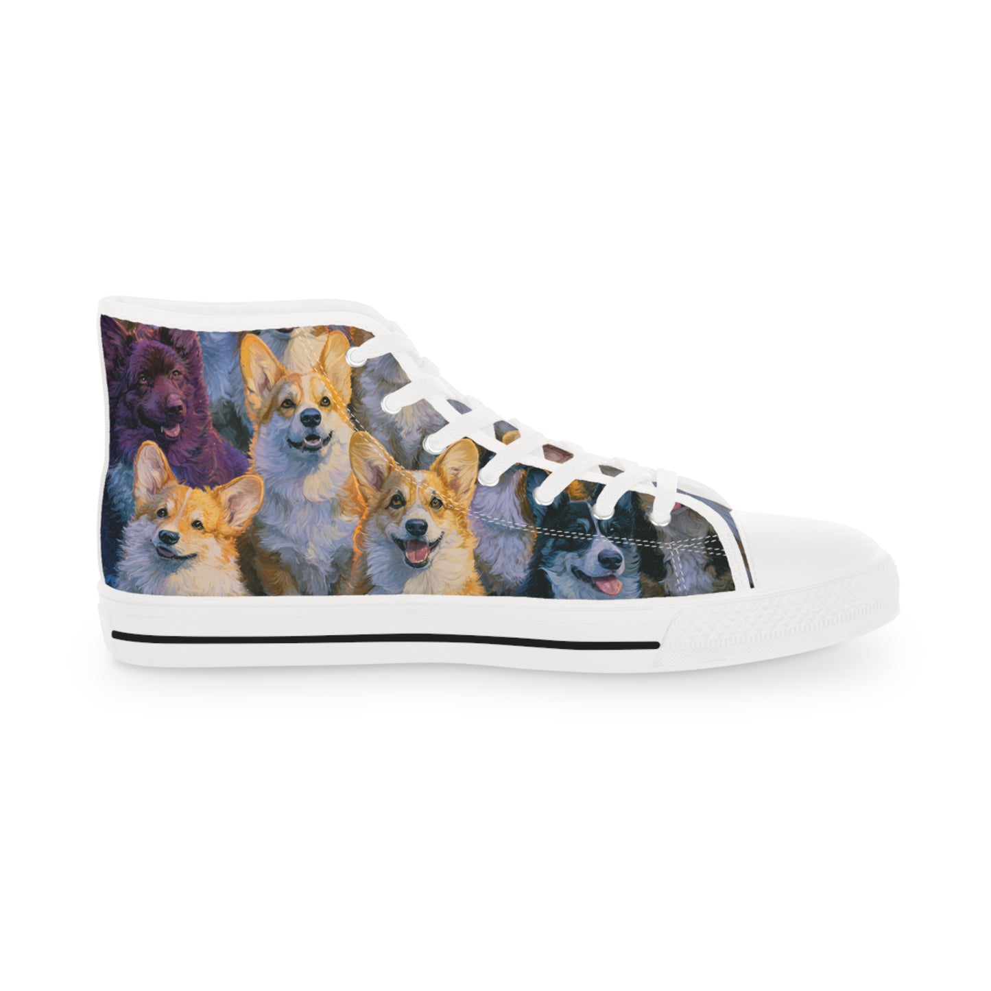 Pearly Gates the Corgis Await Men's High Top Casual Canvas Sneakers