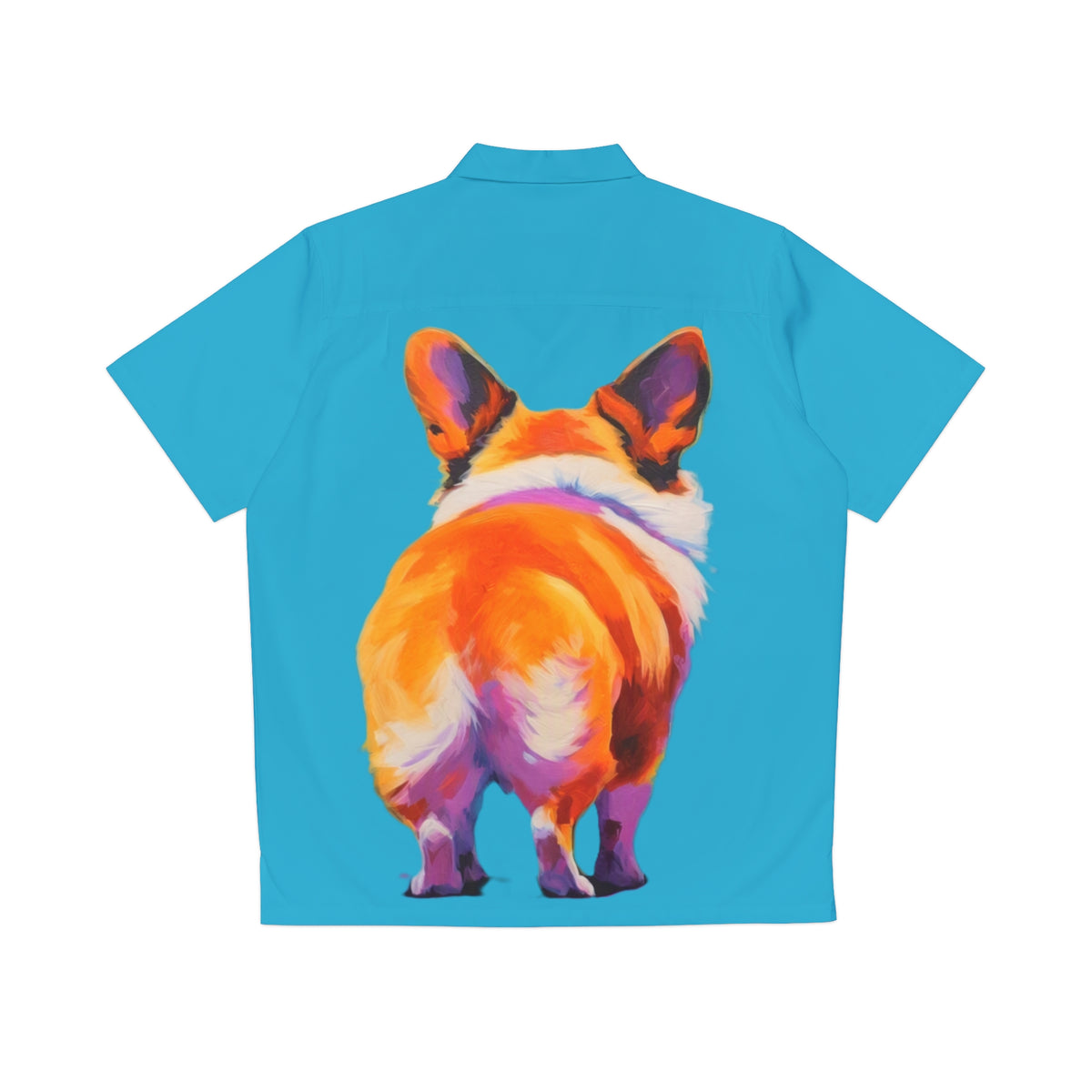 Corgi Butt Artistic Colorful Portrait - Blue Hawaiian Shirt
