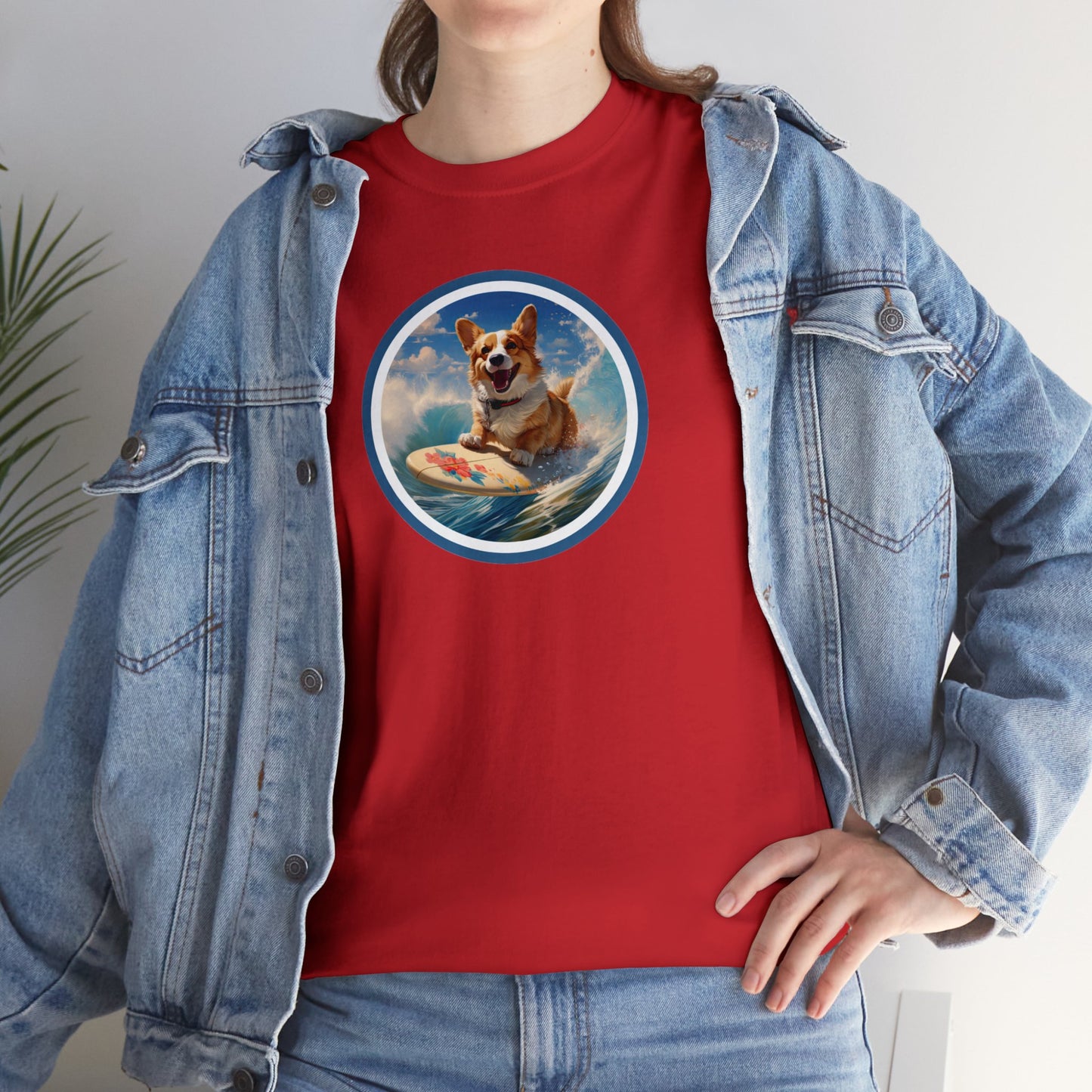 Cowabunga Corgi - Unisex Heavy Cotton Tee