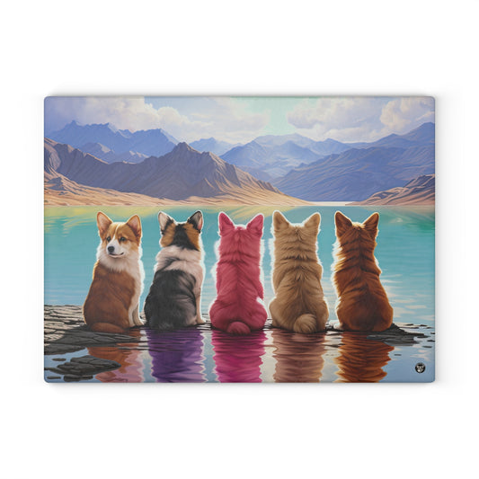 Corgi Lake - Glass Cutting Board