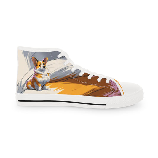 Boss Dog Corgi Artistic Portrait Casual Canvas Multicolor Men's High Top Sneakers