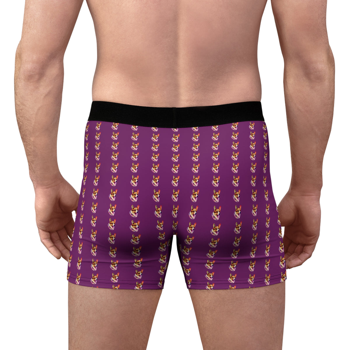 Motley Corgi Repeater Pattern Plum Boxer Briefs