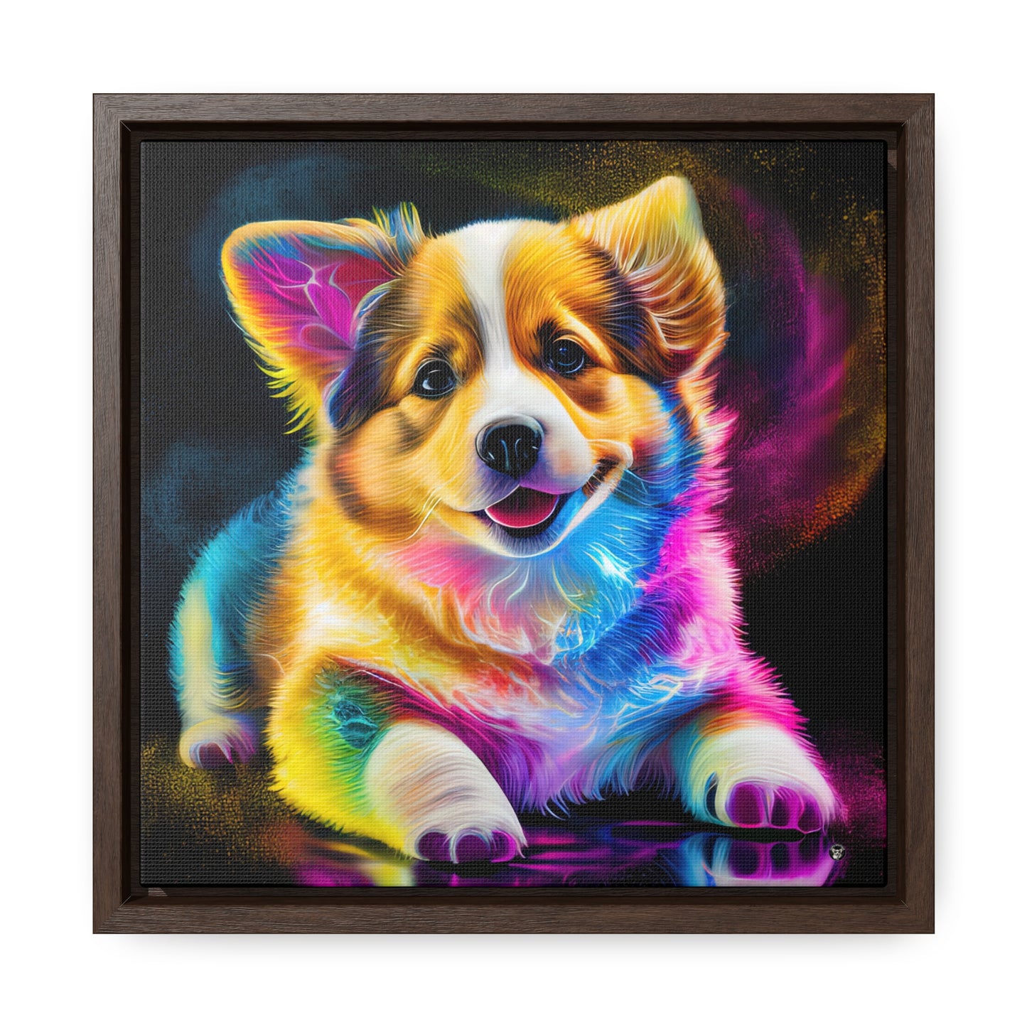 Colorful Corgi - Framed on Canvas